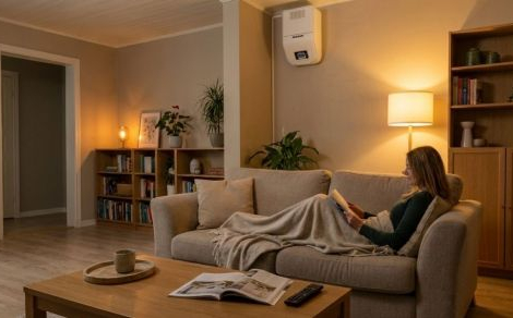 Ein Murprotec Luftbehandlungssystem im Wohnzimmer