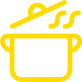 Ikone eines dampfenden Kessels (gelb)