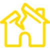 Ikone beschÃ¤digtes Haus (gelb)