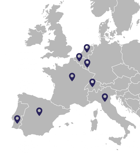 Karte mit allen 8 Ländern, in denen Murprotec aktiv ist